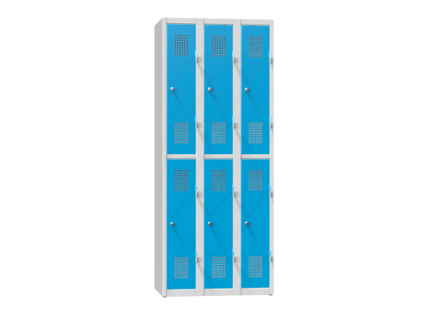 Fächerschrank mit 2 Fächern übereinander – mit 6Türen, geteilt XS76-18
