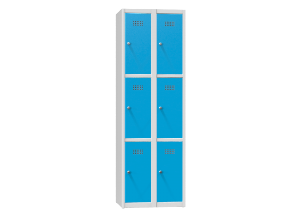 Fächerschrank mit 3 Fächern übereinander – mit 6 Türen XS66-18