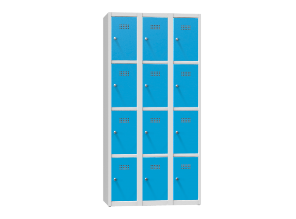 Fächerschrank mit 4 Fächern übereinander – mit 12 Türen XS92-18
